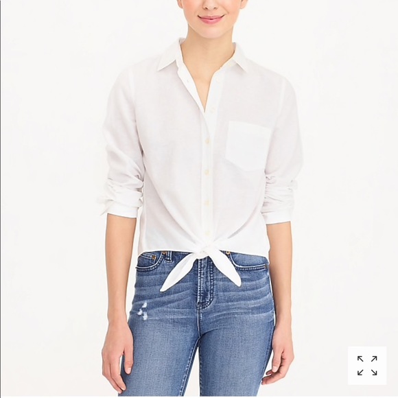 J. Crew Tops - J. Crew solid white waist tie button down blouse